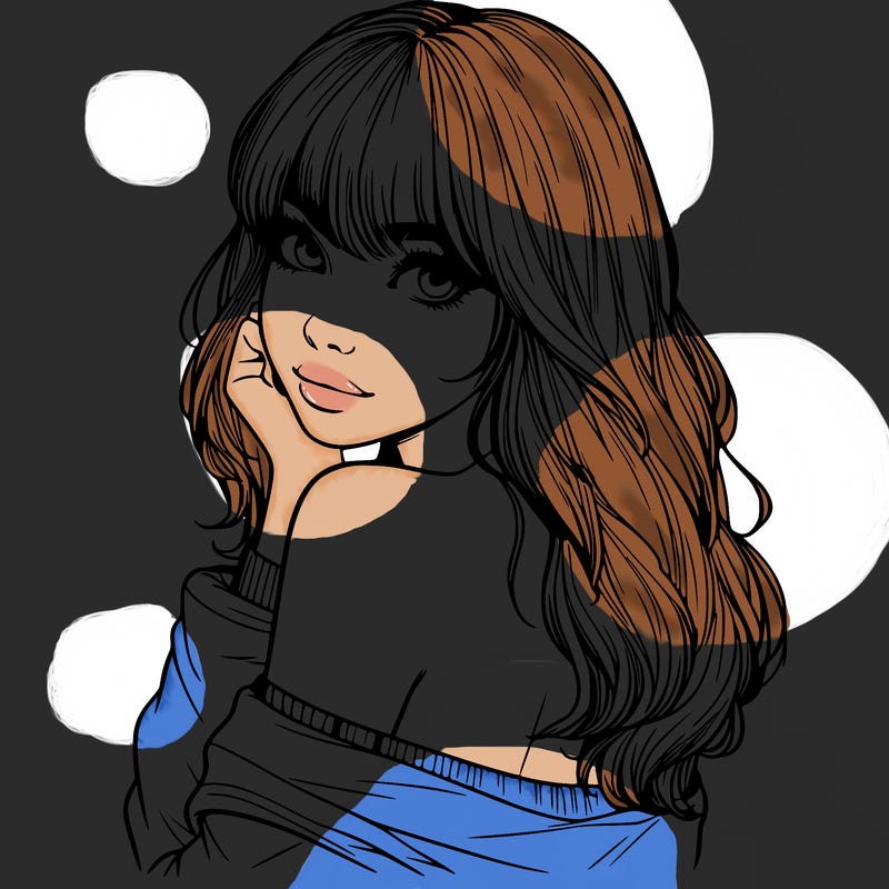 realistic girl with bangs looking over her shoulder