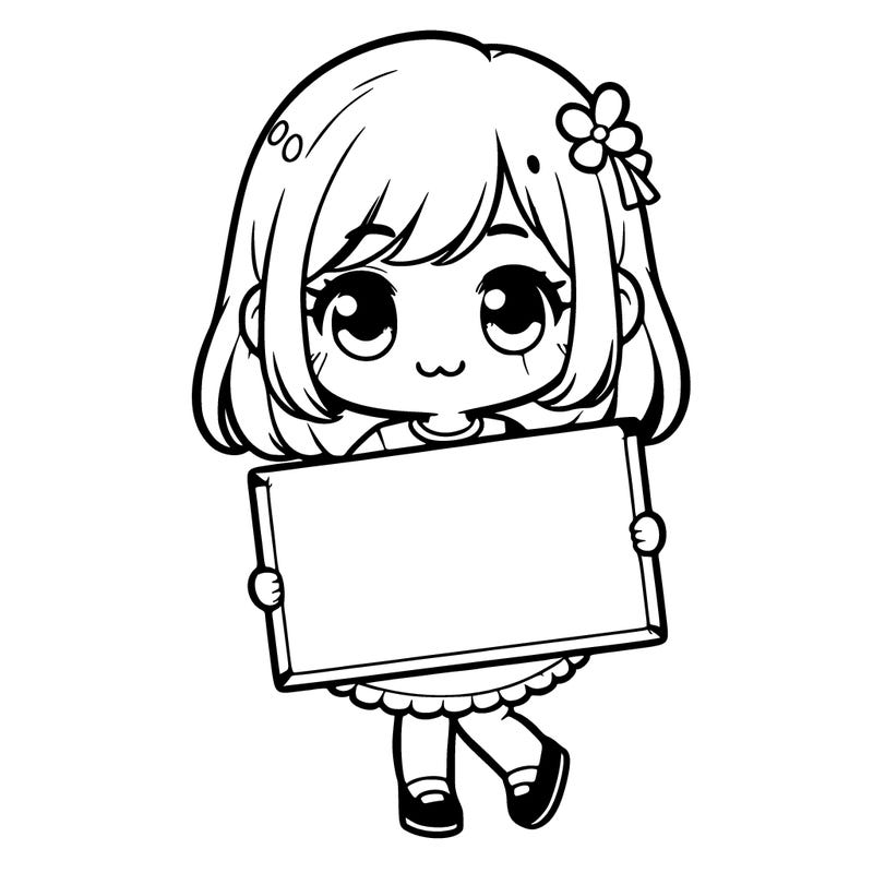 a cute girl holding a blank sign