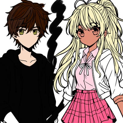 teen boy and girl anime