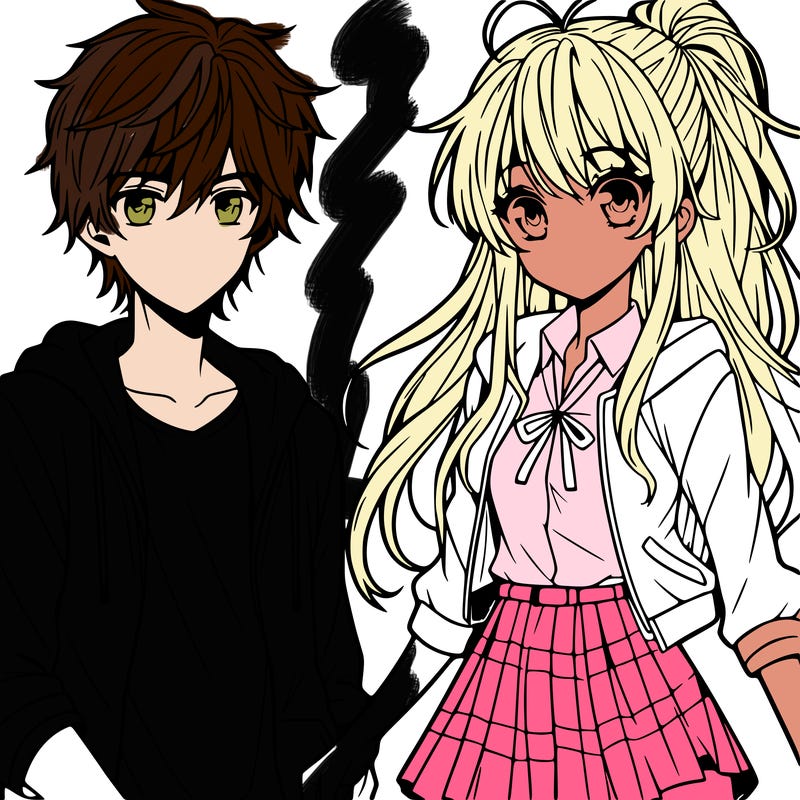 teen boy and girl anime