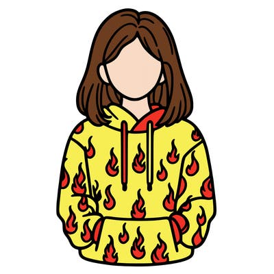 woman with fire hoodie