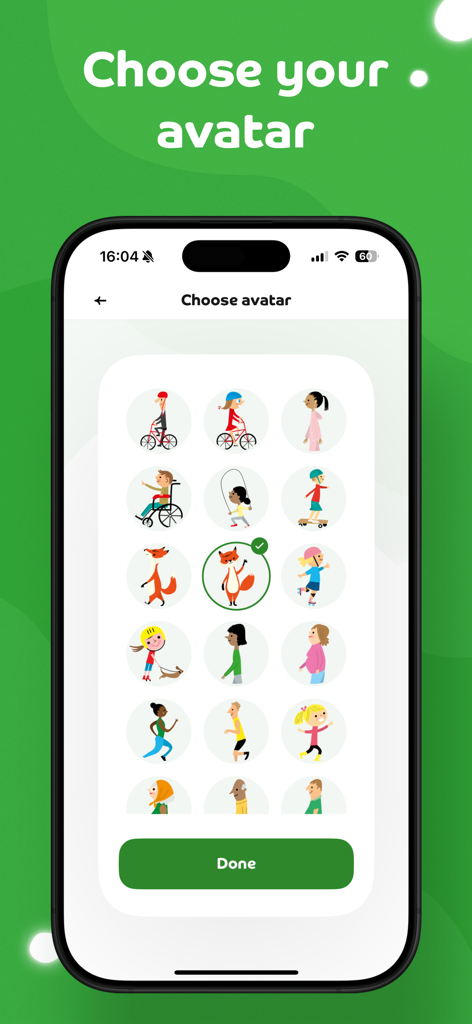 A selection of diverse illustrated character avatars in the Beat the Street app to personalize your game profile.