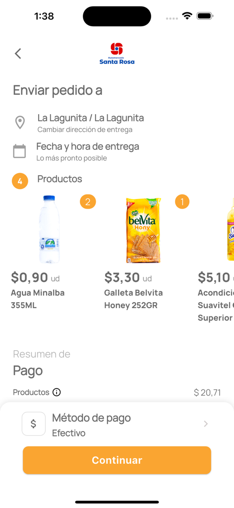 Choppi - Interface do aplicativo Choppi mostrando um resumo do pedido de supermercado e opções de checkout