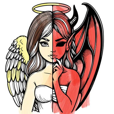 realistic angel half demon