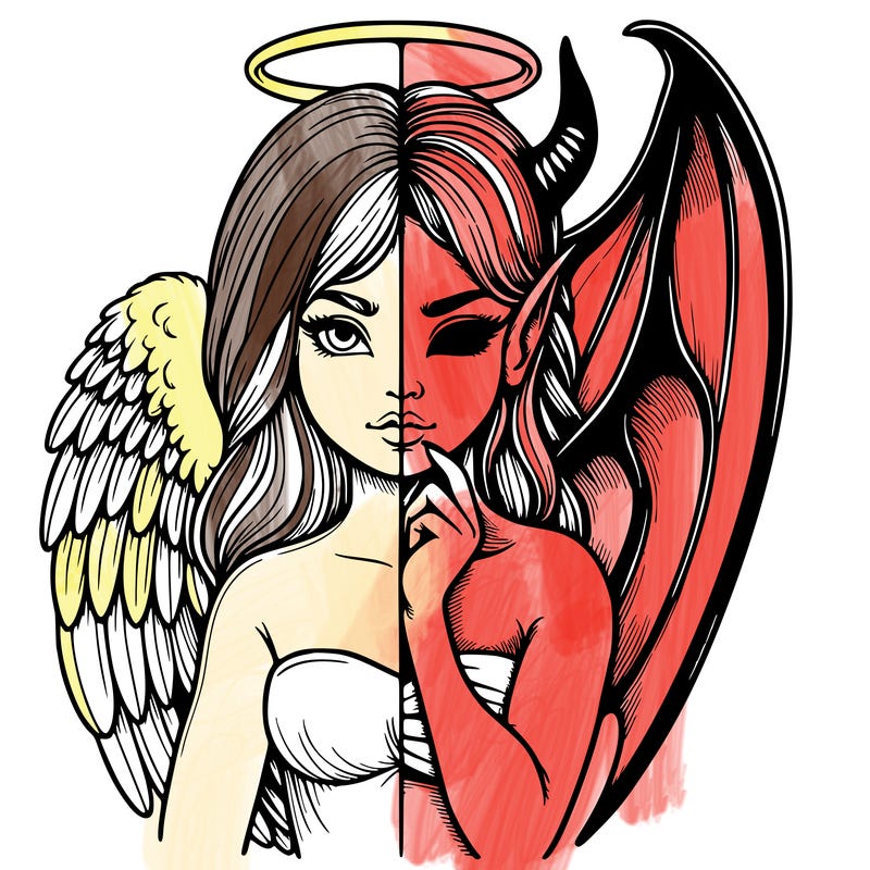 realistic angel half demon