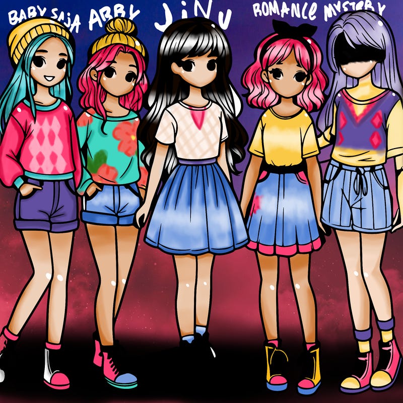 a group of five girls