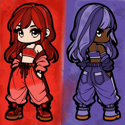 girl in crop top and baggy pants