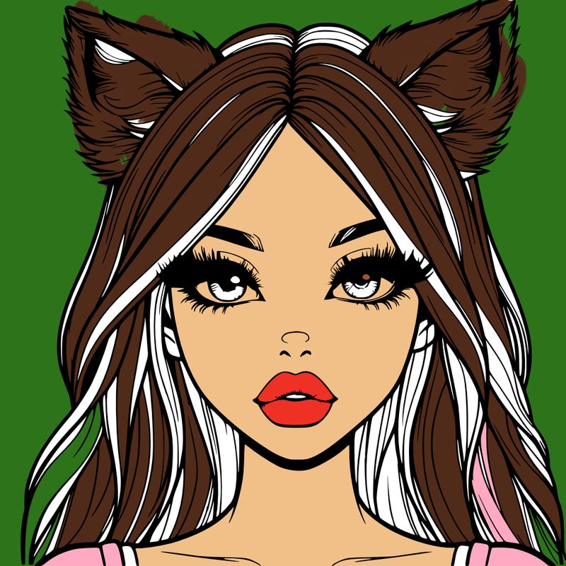 realistic girl with fox ears and realistic lips