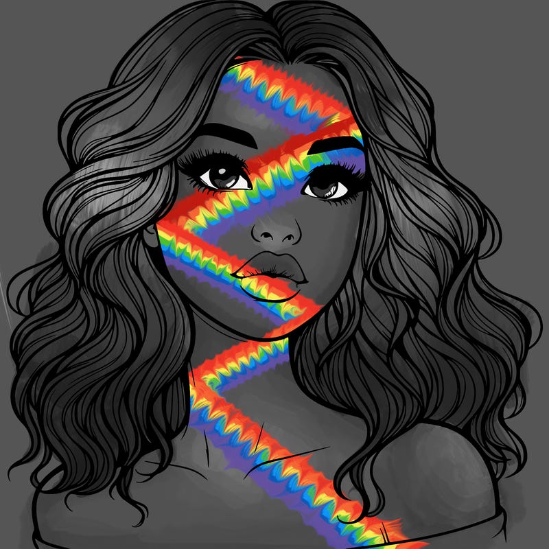 realistic girl with wavy hair and lips