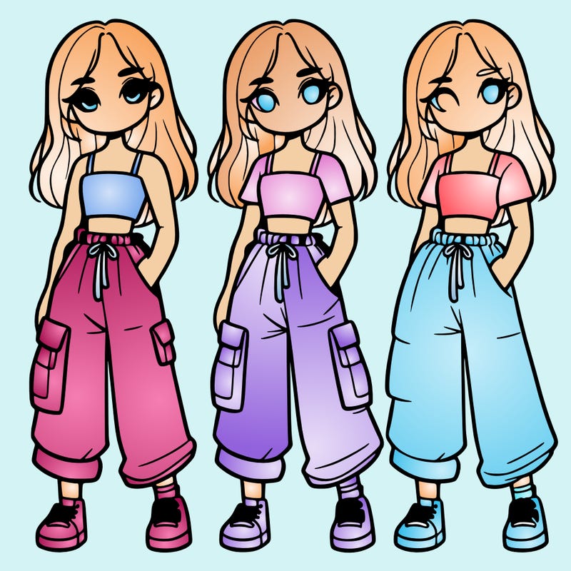 girl with baggy shorts and crop top