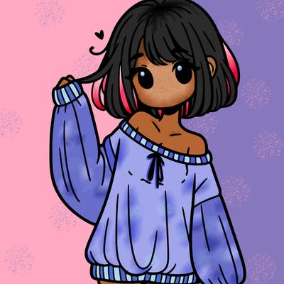 girl in baggy sweater hanging off her shoulder