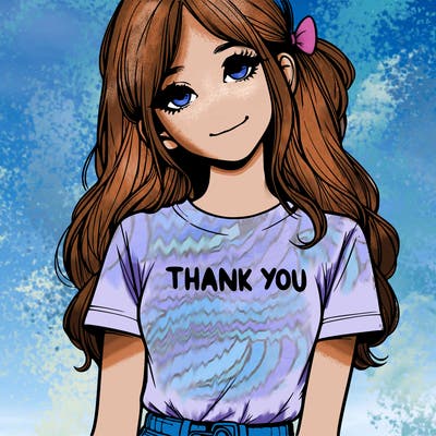 pretty realistic girl with thank you t-shirt