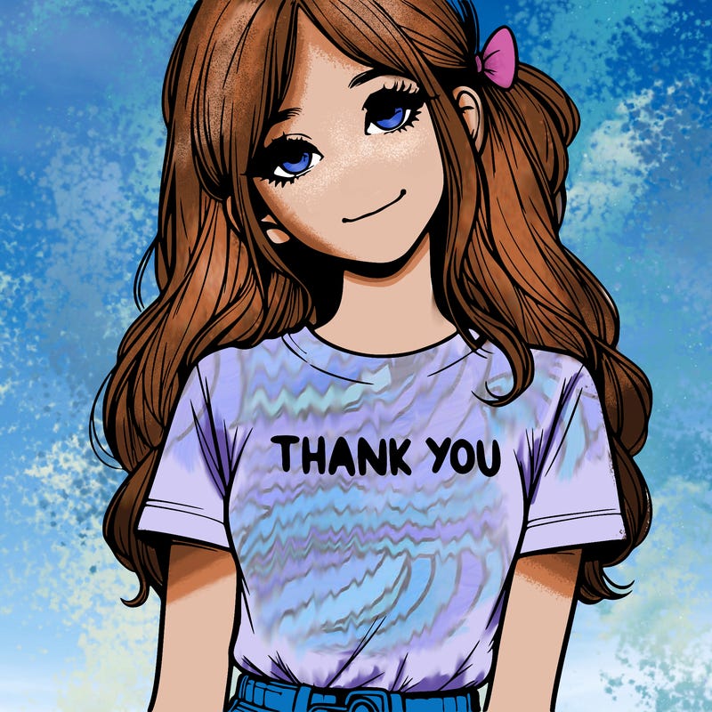 pretty realistic girl with thank you t-shirt