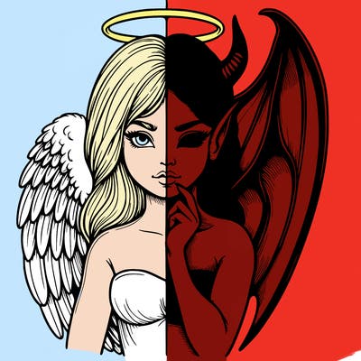 realistic angel half demon