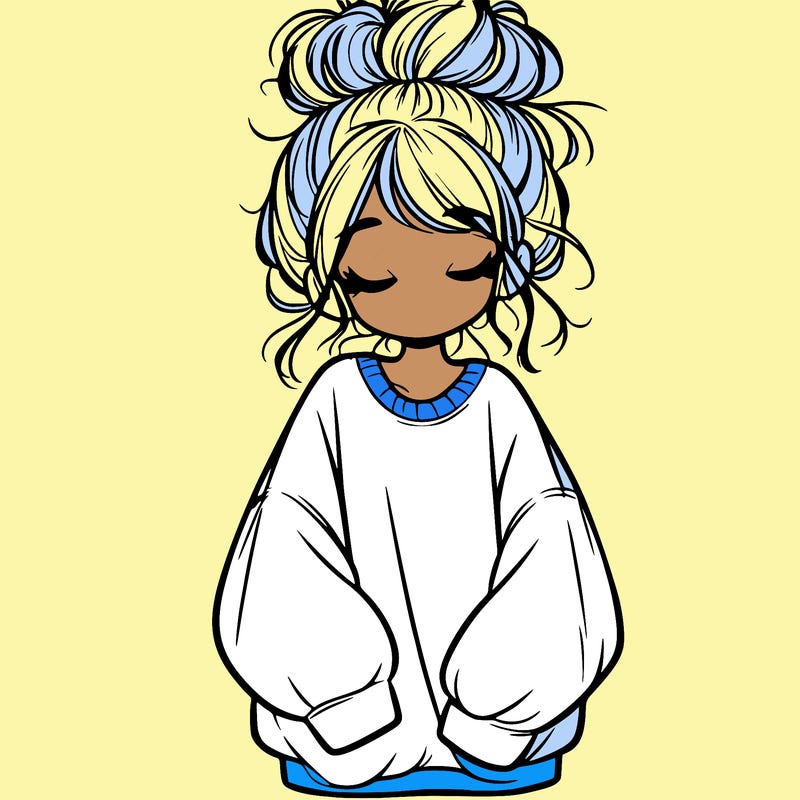 girl with baggy sweatshirt and messy bun
