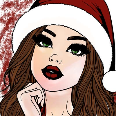 realistic christmas girl with lips