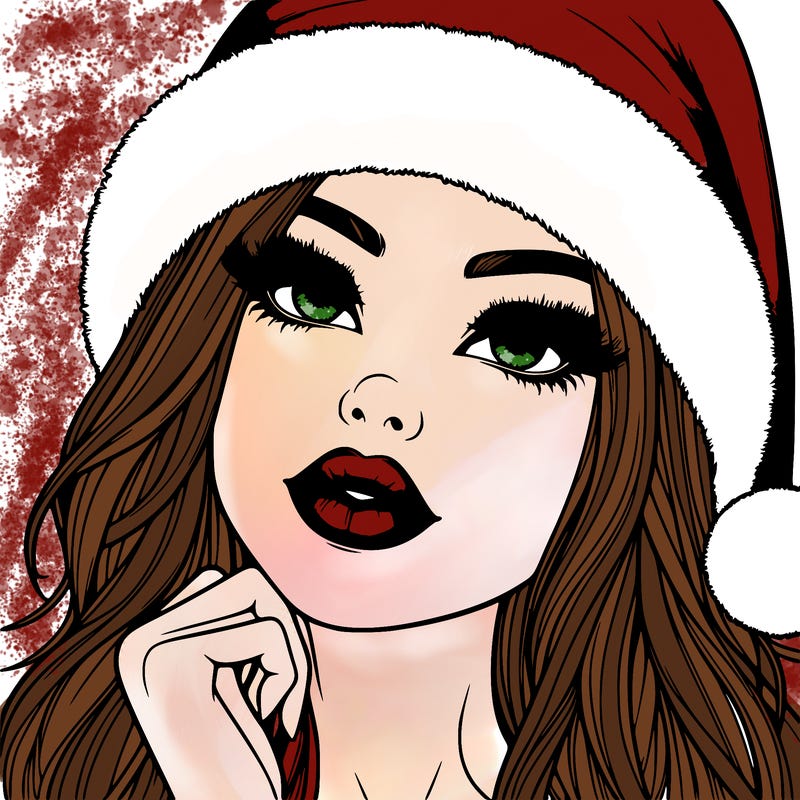 realistic christmas girl with lips