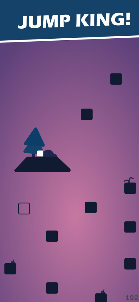 Gameplay screenshot of Square On Top showing a white square character navigating dark blocks in a minimalist environment