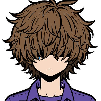 manga boy fluffy hair covering his eyes