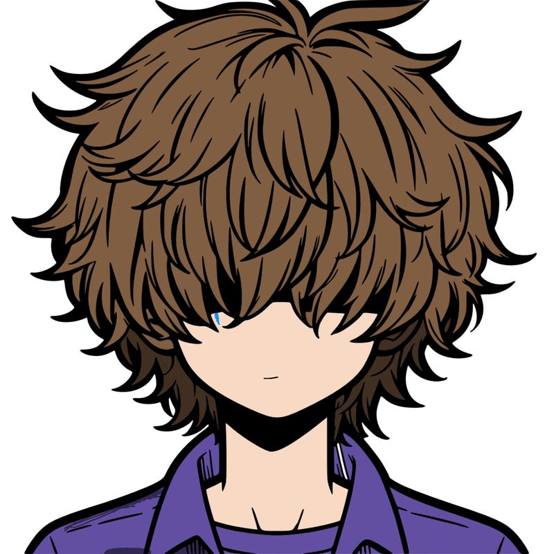 manga boy fluffy hair covering his eyes