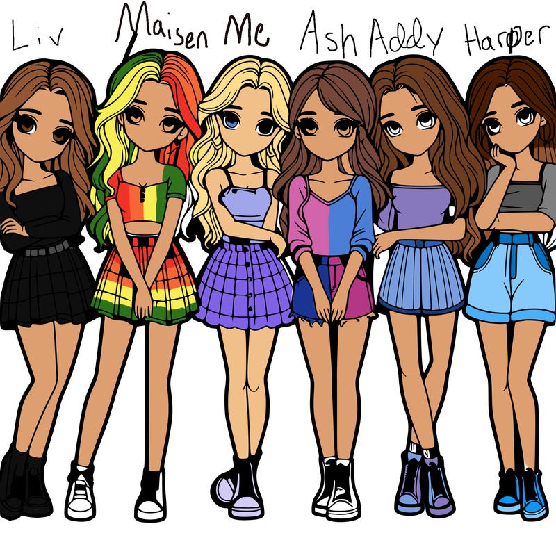 a group of girls realistic