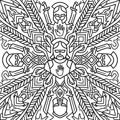 Dive into a unique fantasy coloring experience with this Uruk-hai Mandala, perfectly designed for young adventurers. Its bold lines and symmetrical patterns make it an engaging and fun activity for kids.