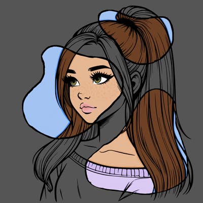 realistic girl with a high ponytail