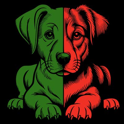 realistic dog split picture