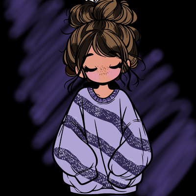 girl with baggy sweatshirt and messy bun