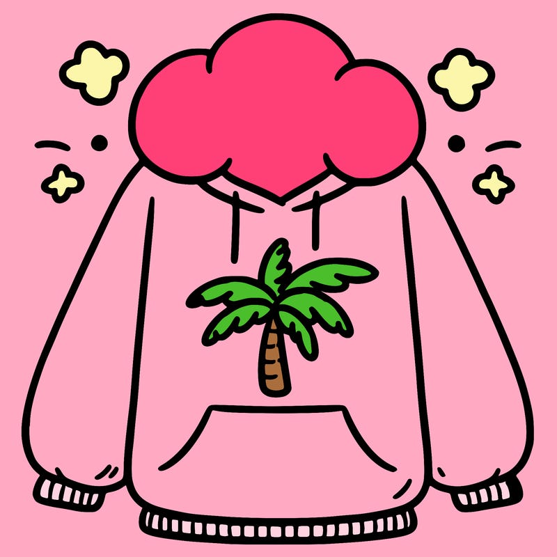 pink palm puff hoodie