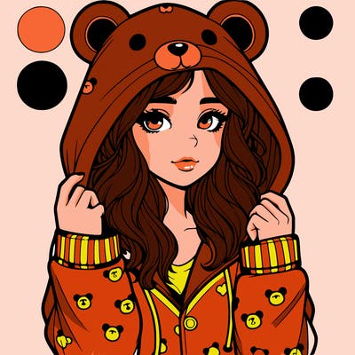 realistic girl in a animal pjs hoodie