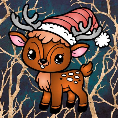 christmas reindeer with santa hat