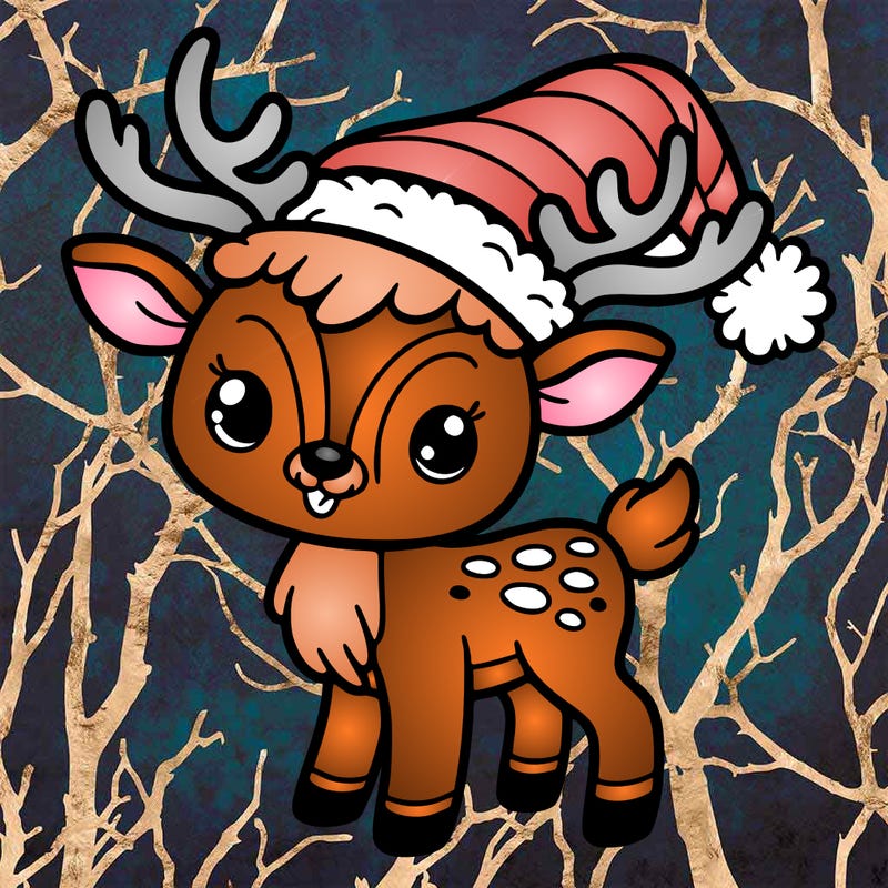 christmas reindeer with santa hat
