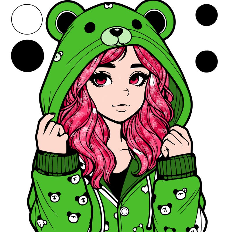 realistic girl in a animal pjs hoodie