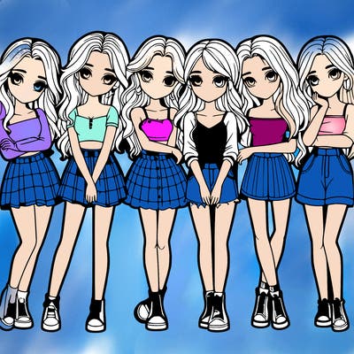 a group of girls realistic