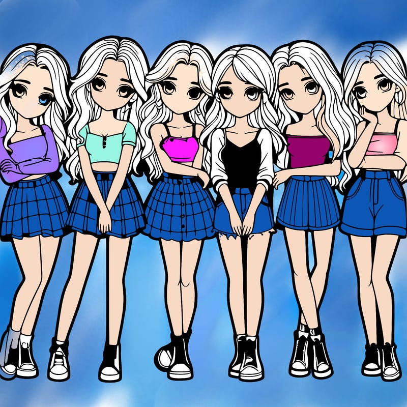 a group of girls realistic