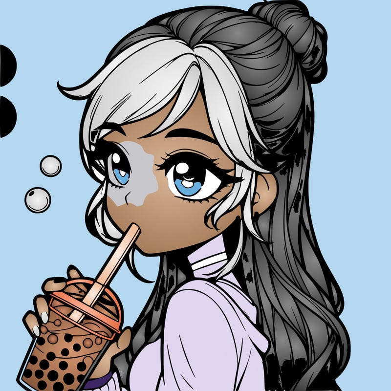 a realistic girl drinking boba
