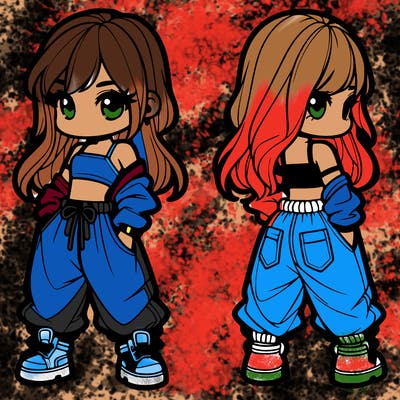 girl in crop top and baggy pants