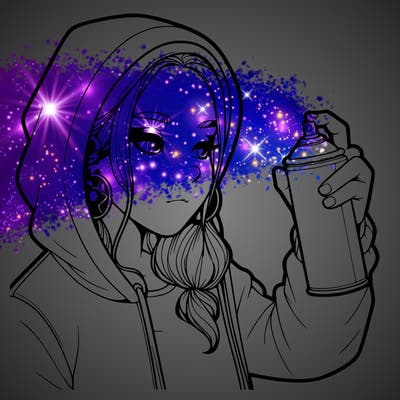 a realistic girl, spray painting