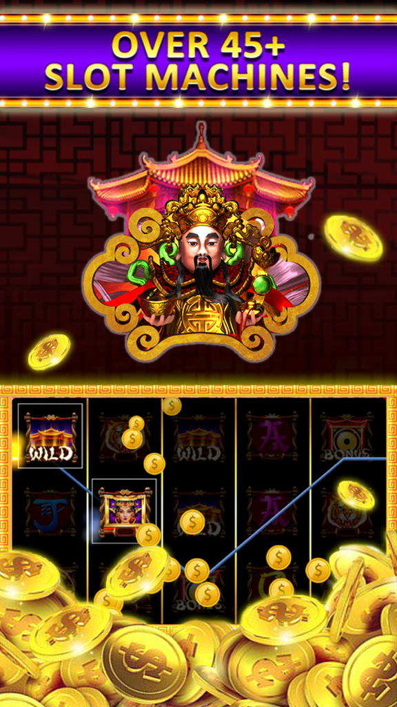 Dragon Slots: Online Casino - Schermata di gioco Dragon Slots che mostra slot machine a tema asiatico e monete d'oro