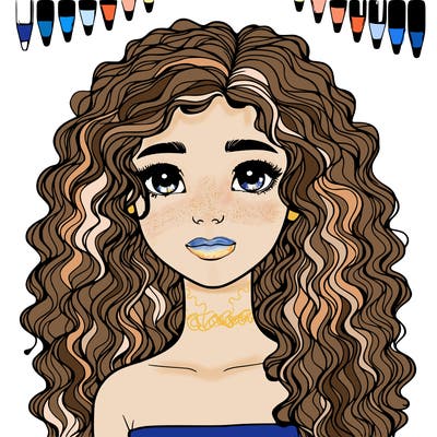 realistic girl with curly hair