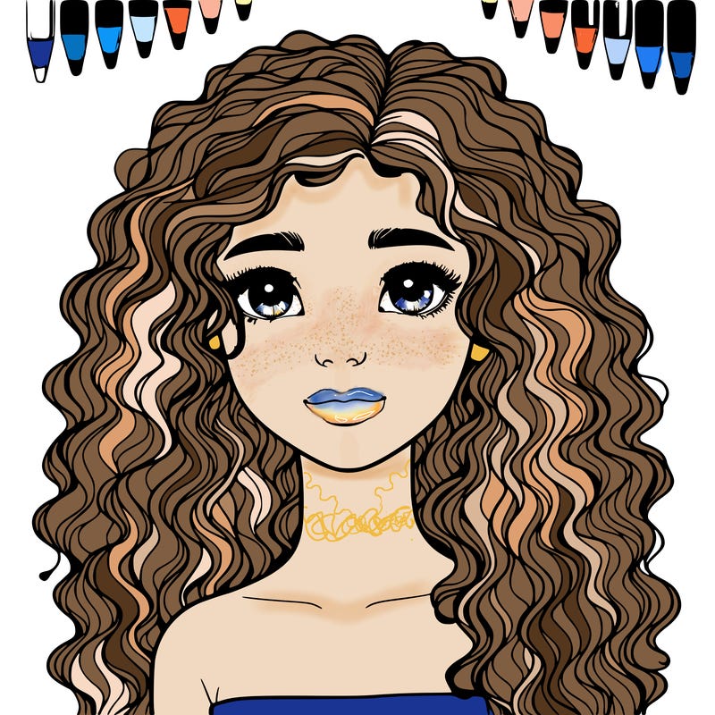 realistic girl with curly hair