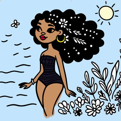 african woman in a swimsuit