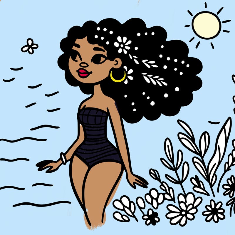 african woman in a swimsuit