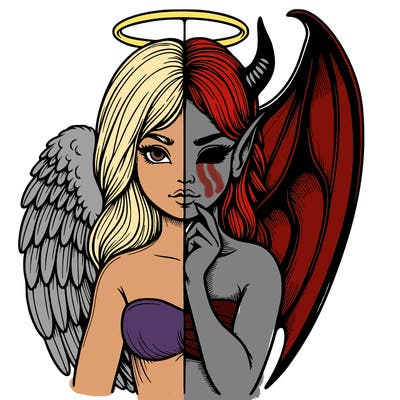 realistic angel half demon