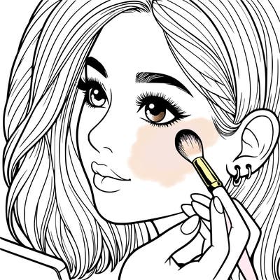 a realistic girl doing her makeup