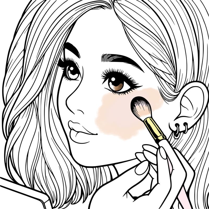 a realistic girl doing her makeup