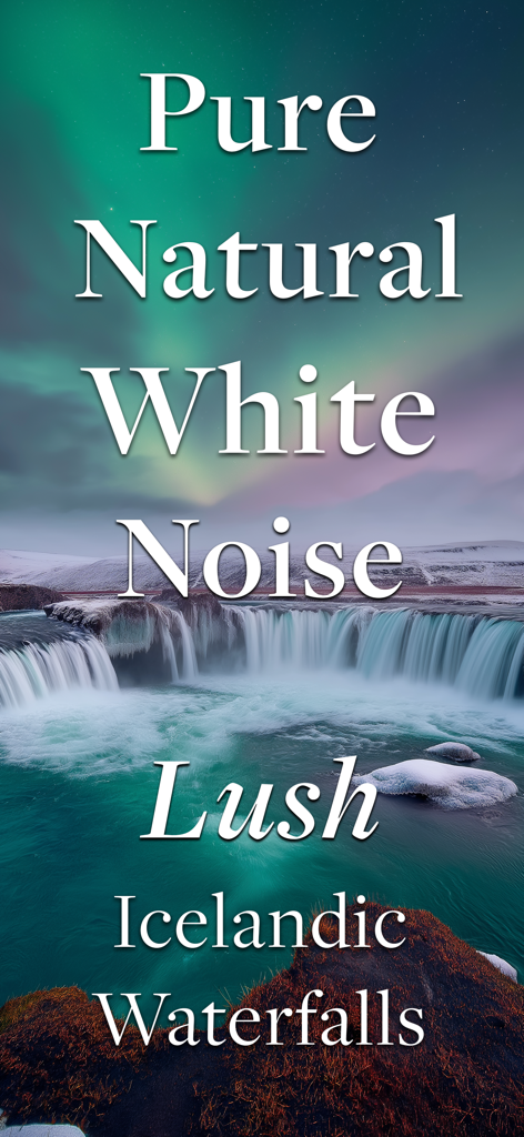 Naturespace Holographic Audio - Lush Icelandic waterfall under northern lights for natural white noise