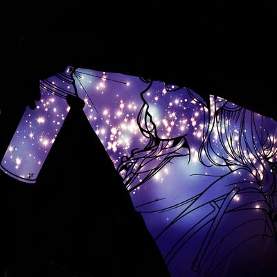 a realistic girl spray, painting