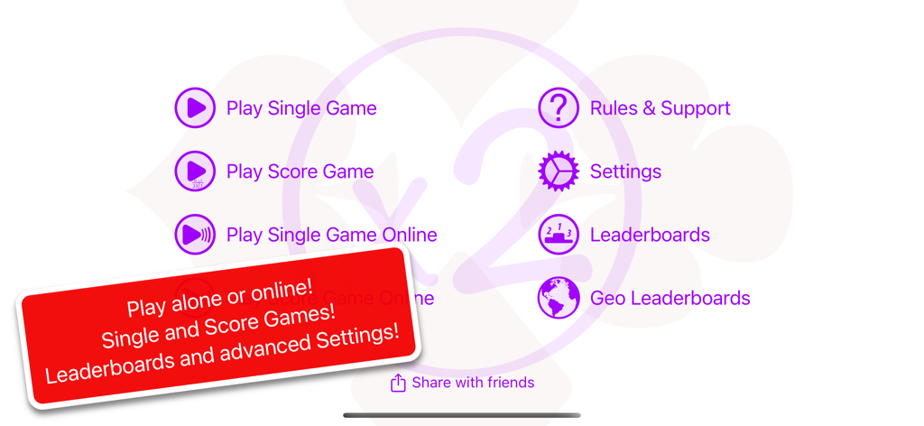Pinnacola - Schermata del menu principale dell'app di Pinnacola che mostra varie modalità di gioco e opzioni della classifica